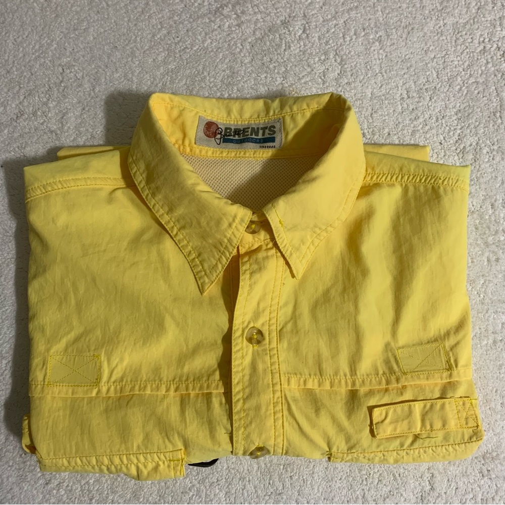 Brents Men's‎ Short Sleeve Button Down Shirt 100% nylon size M